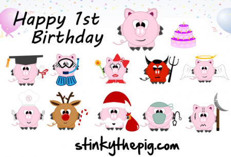 Happy 1st Birthday Stinkythepig 450x306 Happy birthday stinkythepig! 