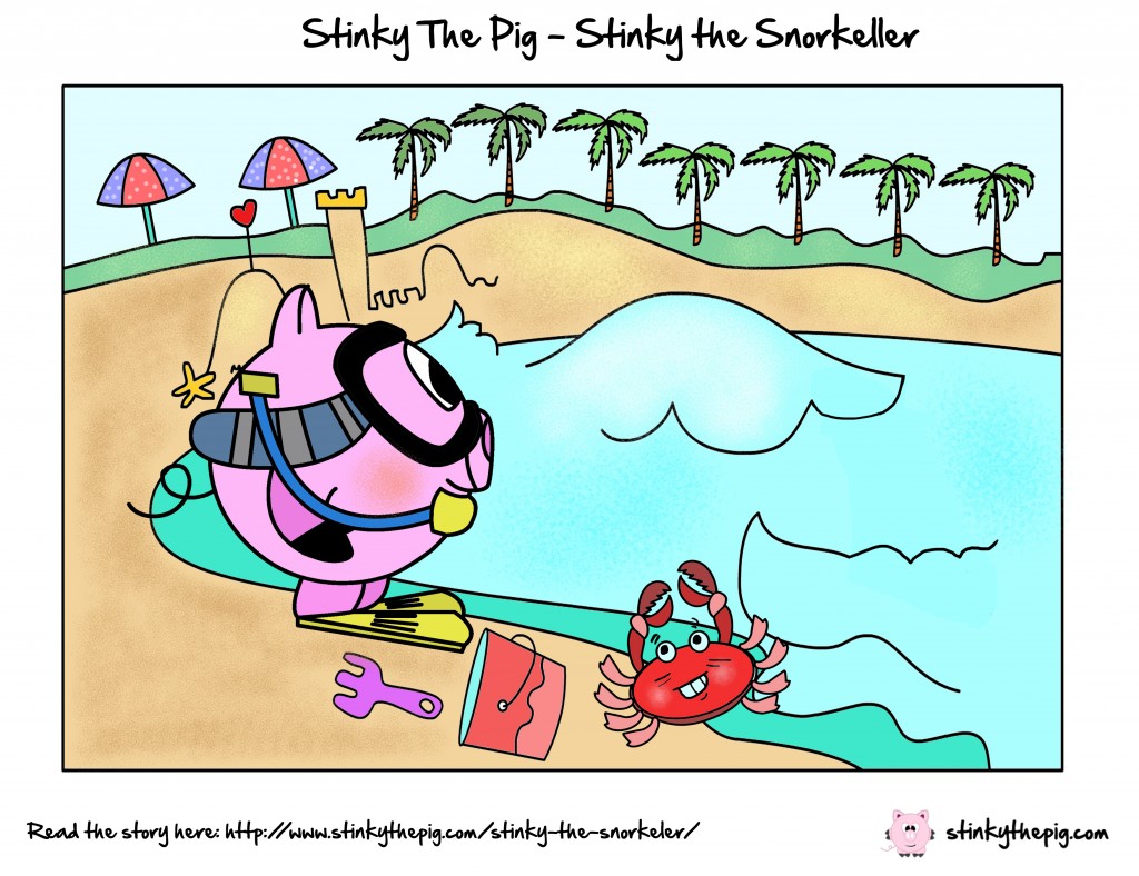 Stinky The Pig Stinky The Snorkeller 1024x788 Stinky the Snorkeller   Colour Me In and WIN
