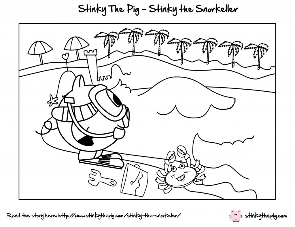 Stinky The Pig Stinky The Snorkeller Colour Me In 1024x788 Stinky the Snorkeller   Colour Me In and WIN